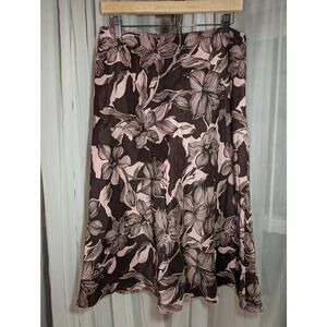 Kate Hill floral skirt, silk & linen - EUC - Size 8